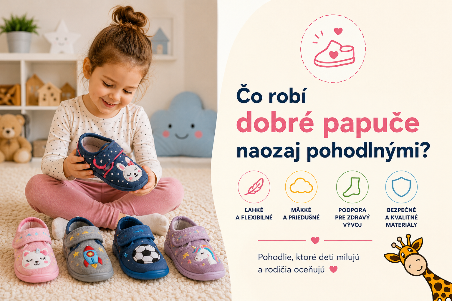 Pohodlné papuče pre deti
